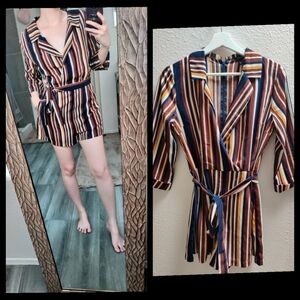 NEW/F21- Colorful Striped print casual romper